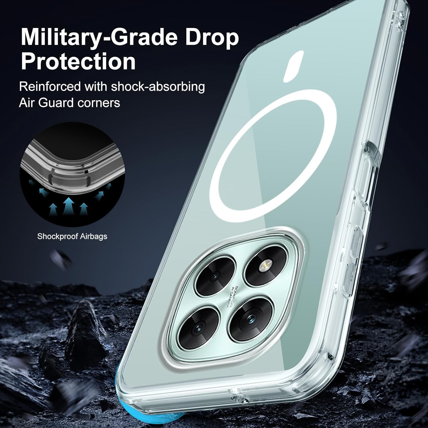 Thumbnail 3 de XTCASE Coque Magnétique Transparente pour Xiaomi Redmi Note 14 Pro 5G / Poco X7 5G – Anti-jaunissement, TPU/Bumper et Compatibilité MagSafe