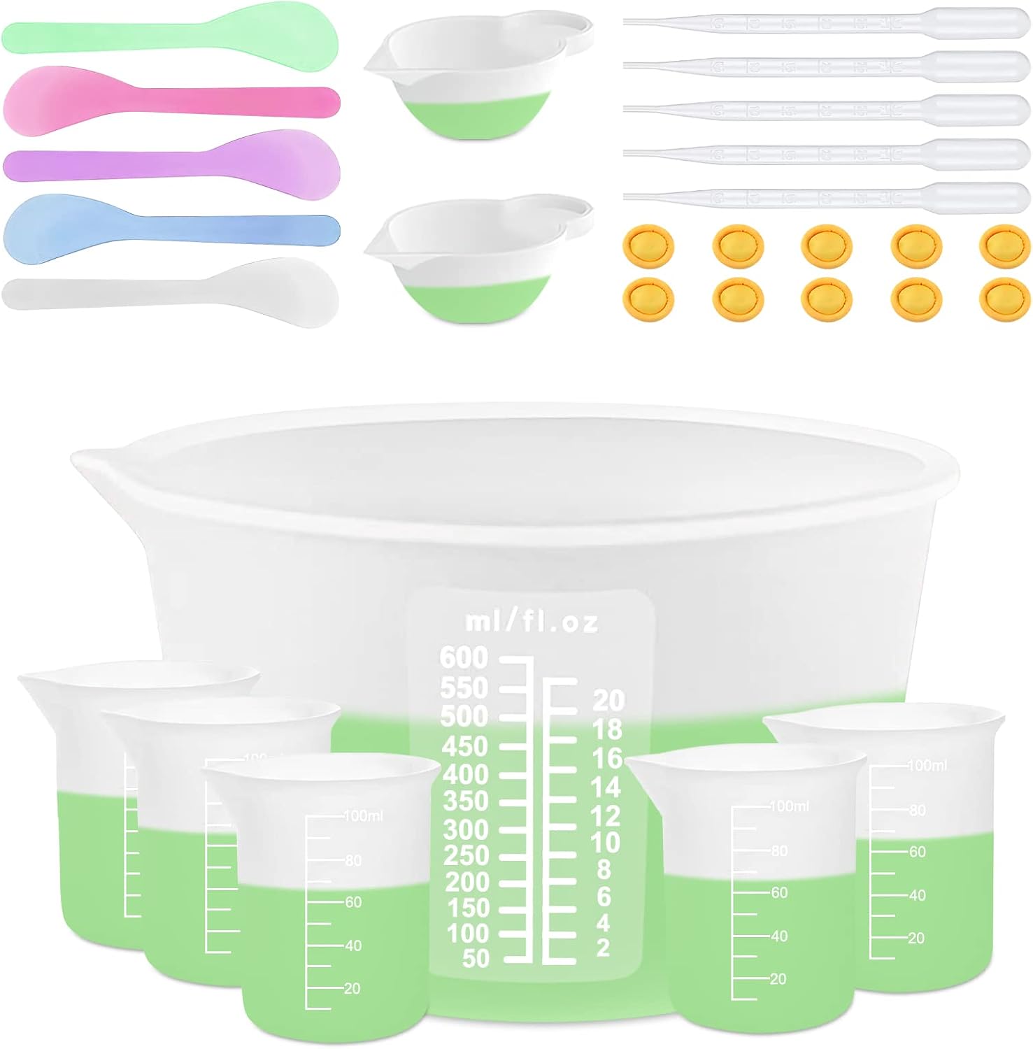 Detalle de Sjubaopen 600ml&100ml Silicone Measuring Cups for Resin, Epoxy & Baking