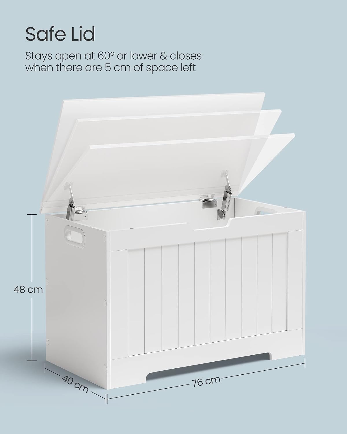 Detalle de VASAGLE SOFIE Collection LHS11WT Storage Bench, Cloud White, 2 Safety Hinges