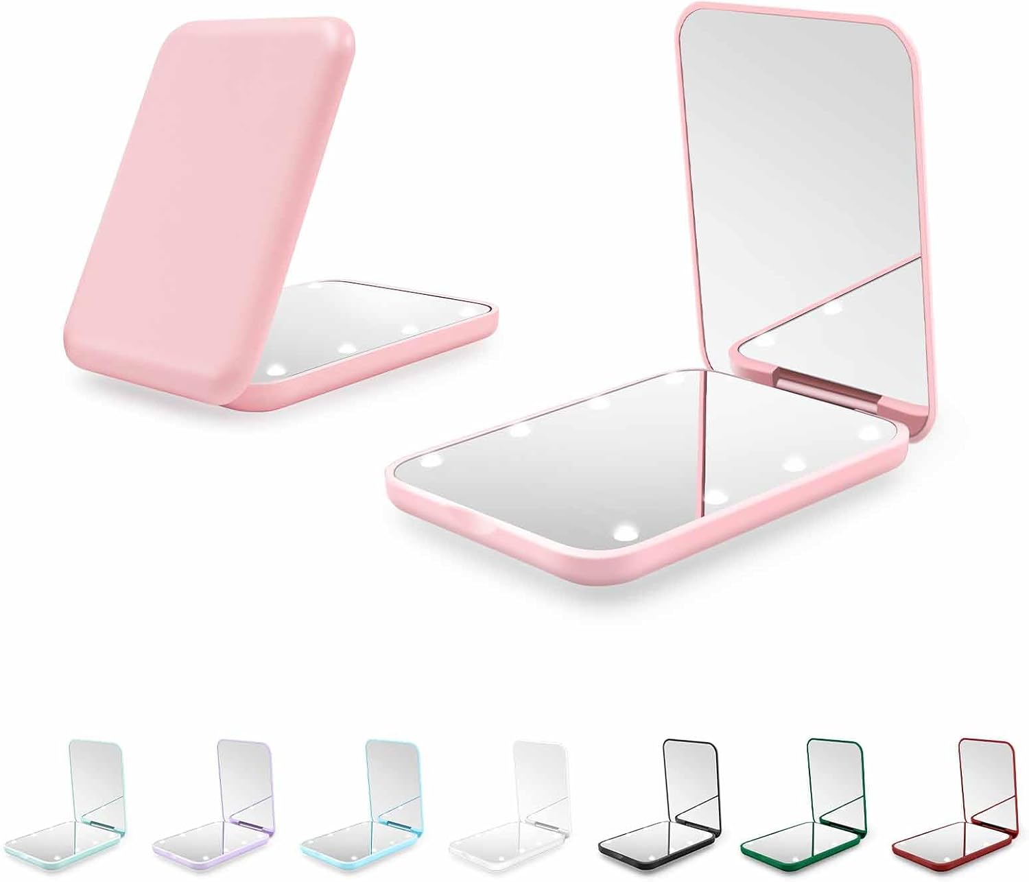Detalle de Kakuje Compact Mirror (Pink) — 1X/3X LED Pocket Mirror with Built-In Battery