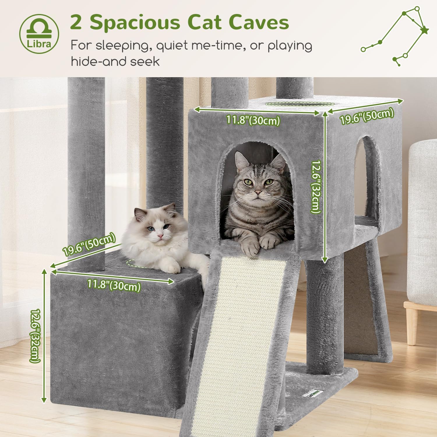 Detalle de Globlazer Z78 Cat Tree for Large Cats, 78.35-Inch, 7 Levels, Light Gray