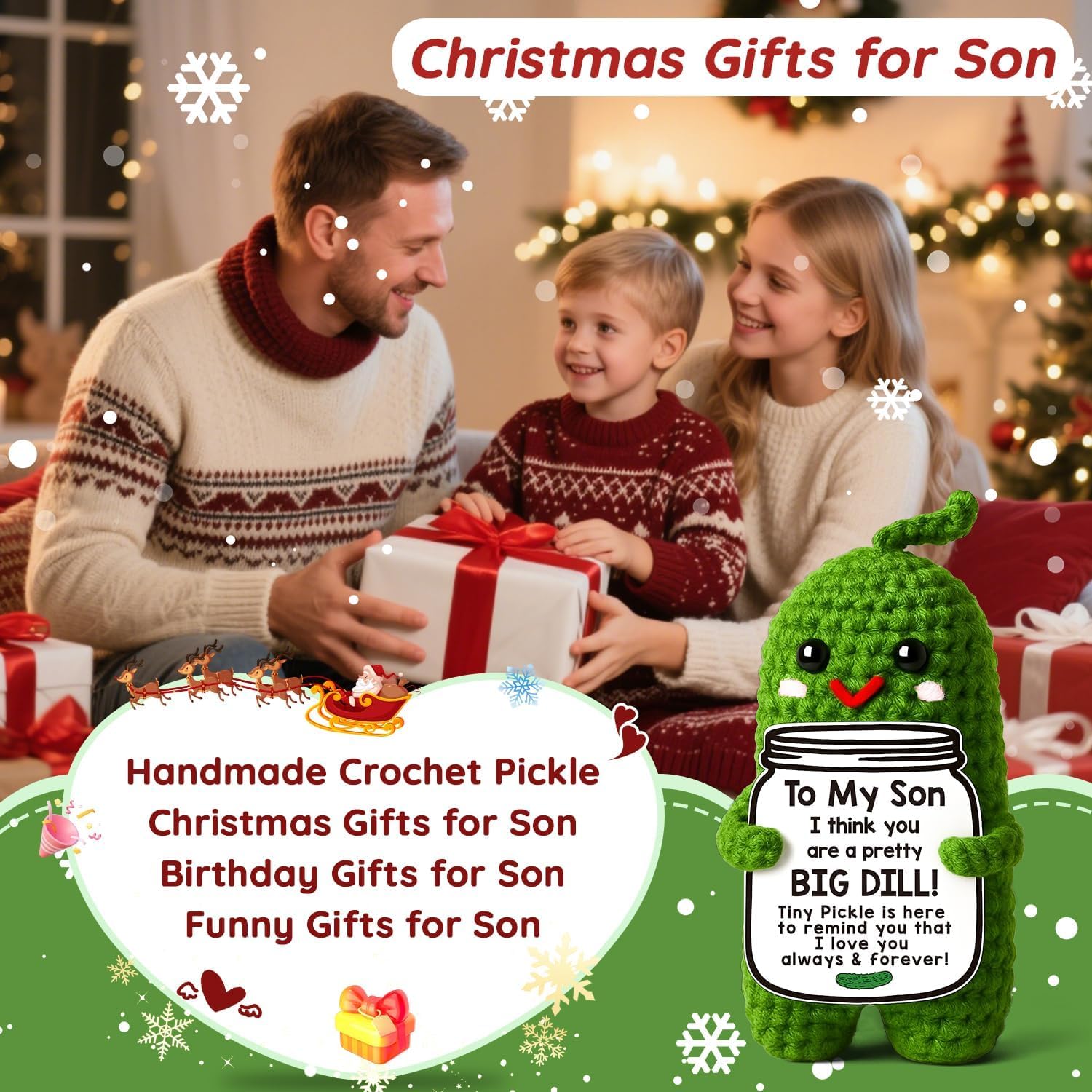 Thumbnail 4 de ALUNME Funny Crochet Pickle Gift for Son