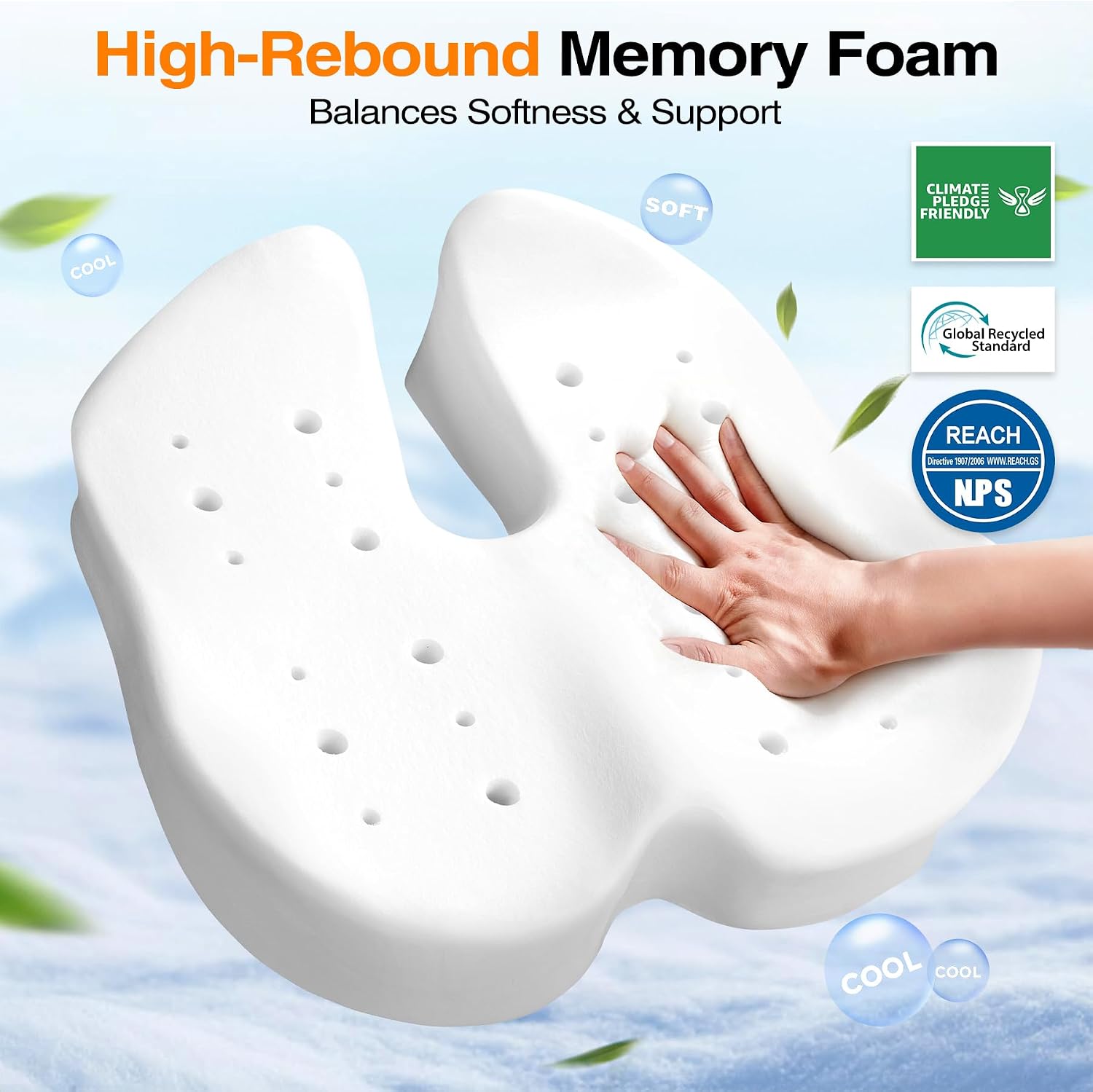 Detalle 2 de Ophy Office Chair Cushion: Enhanced Memory Foam Comfort for Long Hours
