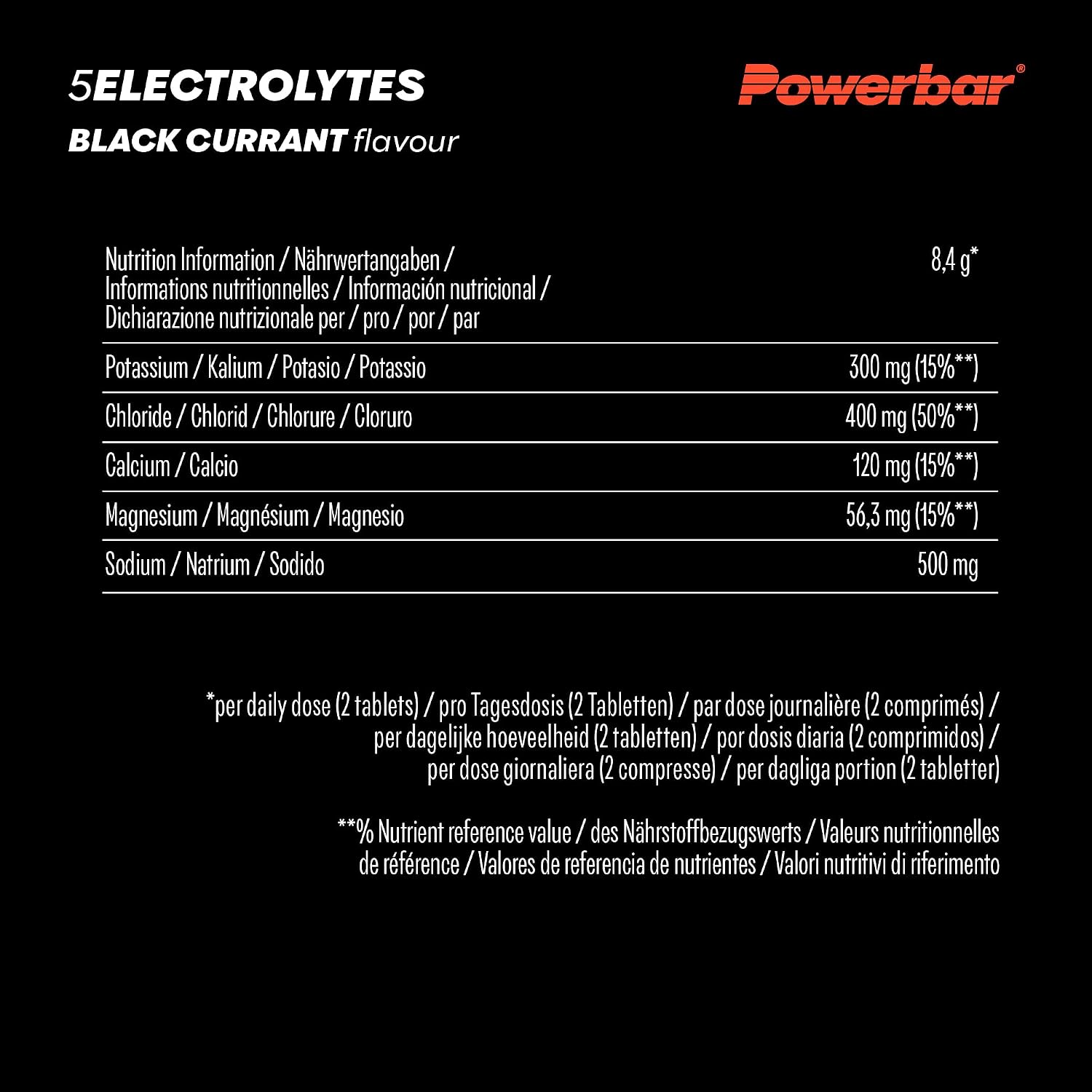 Detalle de Powerbar 5 Electrolytes Schwarze Johannisbeere – Brausetabletten, 10 Stück (12er Pack)