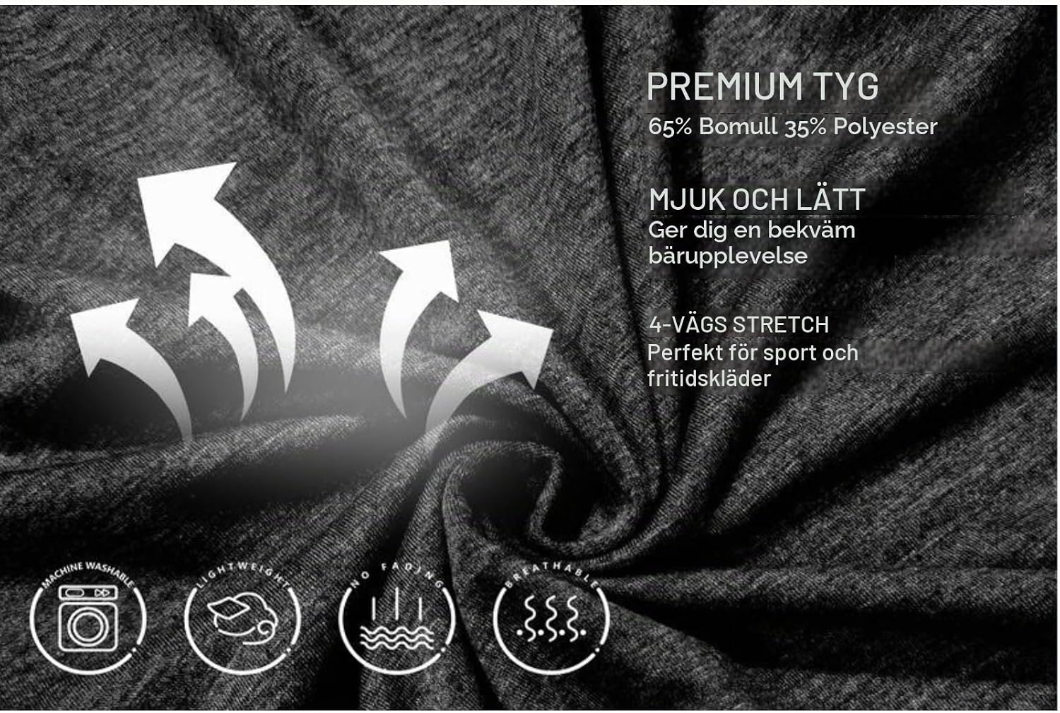 Detalle de LAOARA långärmad Henley-T-shirt för herr i bomull, storlek M–2XL