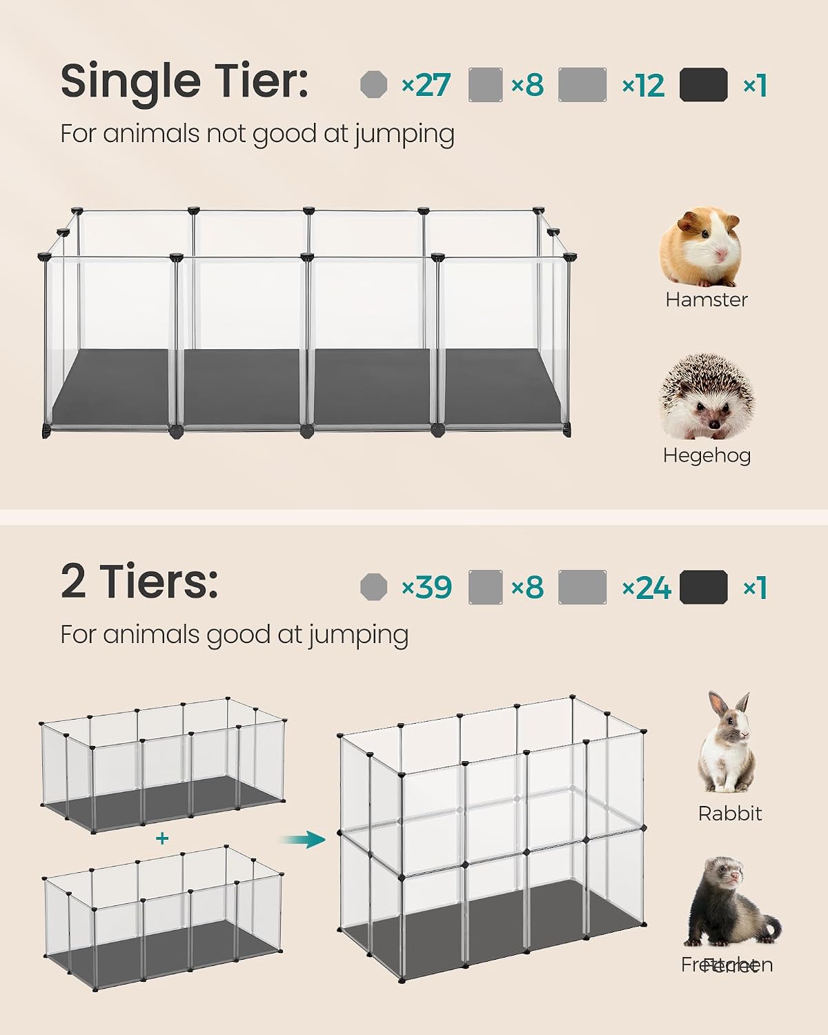 Thumbnail 3 de SONGMICS DAMION Collection LPC009W01 Small Animal Playpen with Removable Oxford Mat