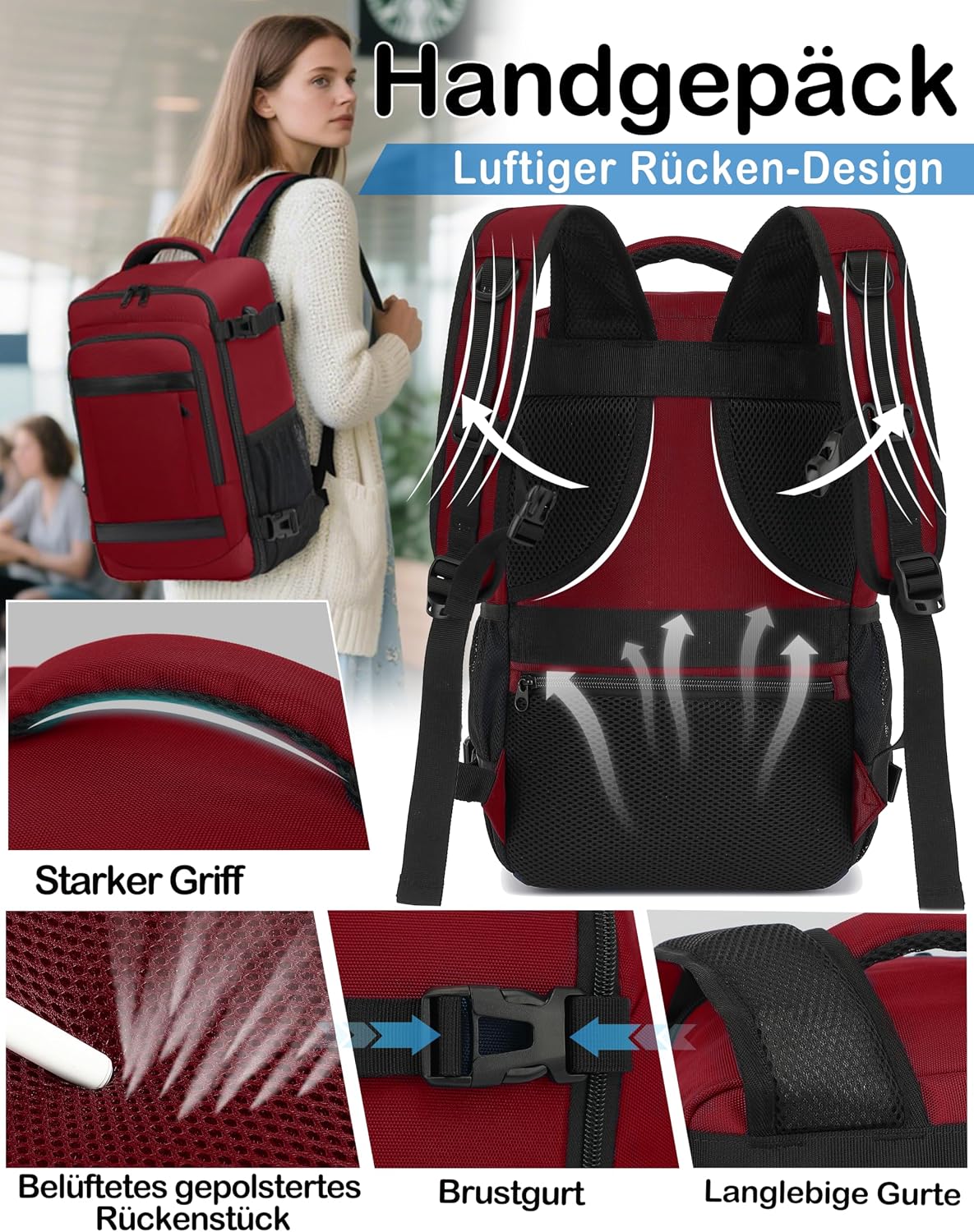 Thumbnail 4 de KLOSTAIN Handgepäck Rucksack 45x36x20