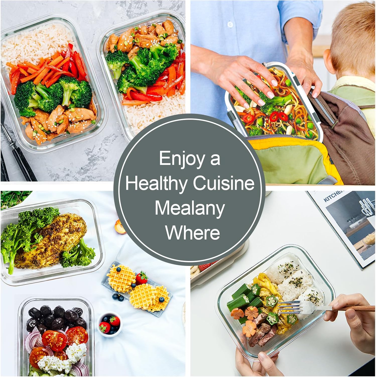 Thumbnail 5 de VERONES Glass Meal Prep Containers 22 oz