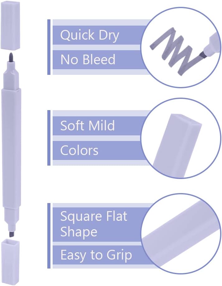Thumbnail 2 de Vicloon Surligneurs Pastel double pointe (12 pcs) – couleurs douces pour l’école et le bureau
