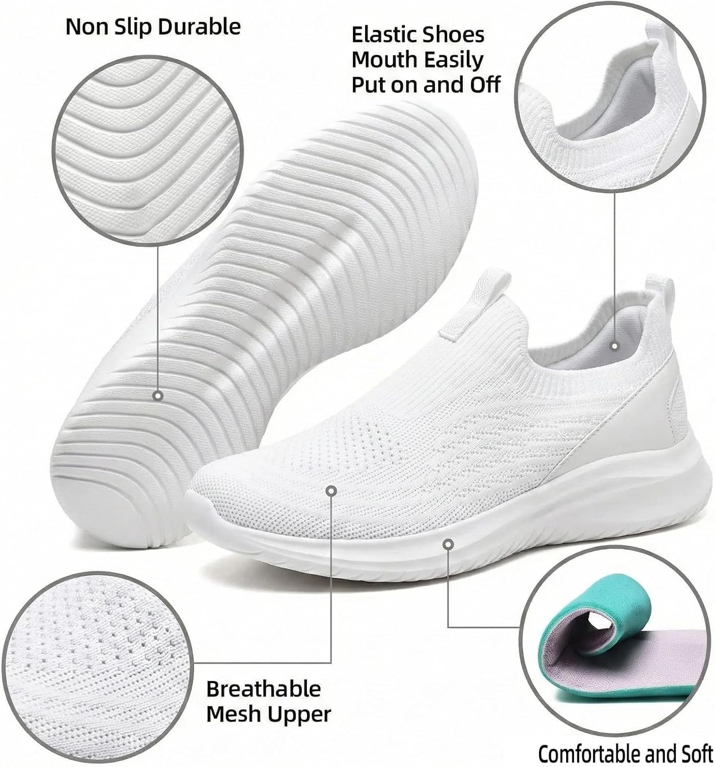 Thumbnail 3 de TIOSEBON Slip On Shoes Women – Lightweight Breathable Mesh Trainers with Memory Foam