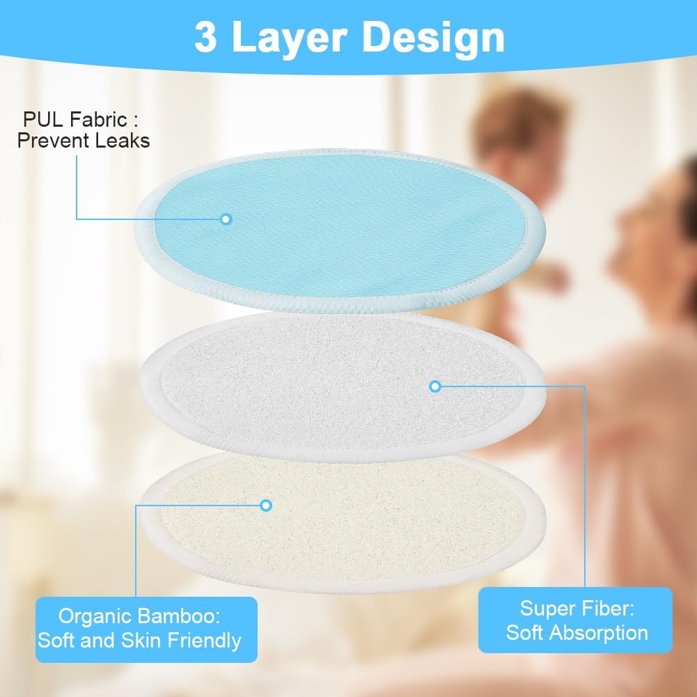 Thumbnail 5 de Aolso 14PCS Coussinets d'allaitement en Bambou Bio – réutilisables, absorbants et lavables