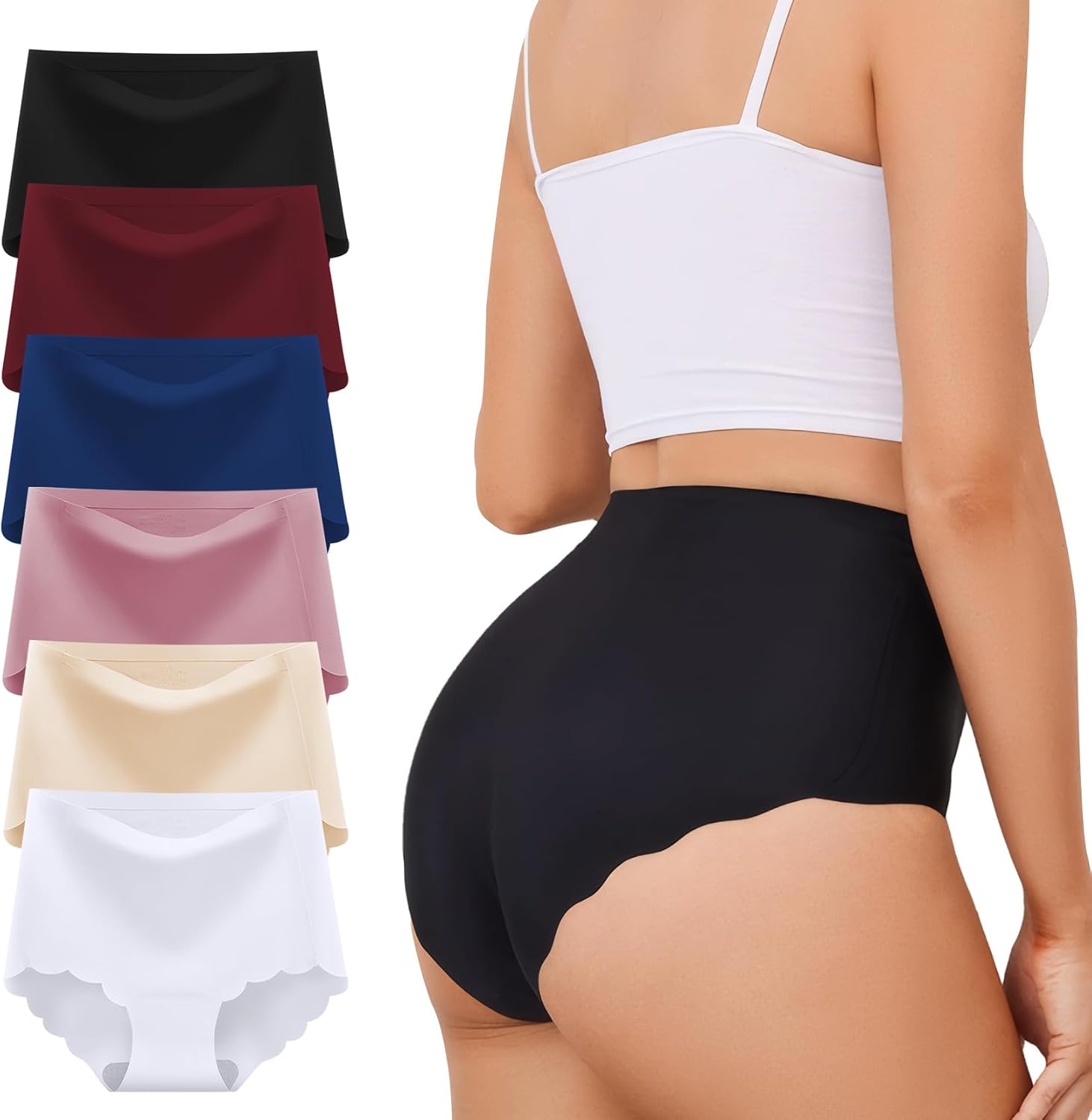 Detalle de TDONE Seamless Knickers for Women (6-pack) – Breathable High Waisted No VPL Briefs