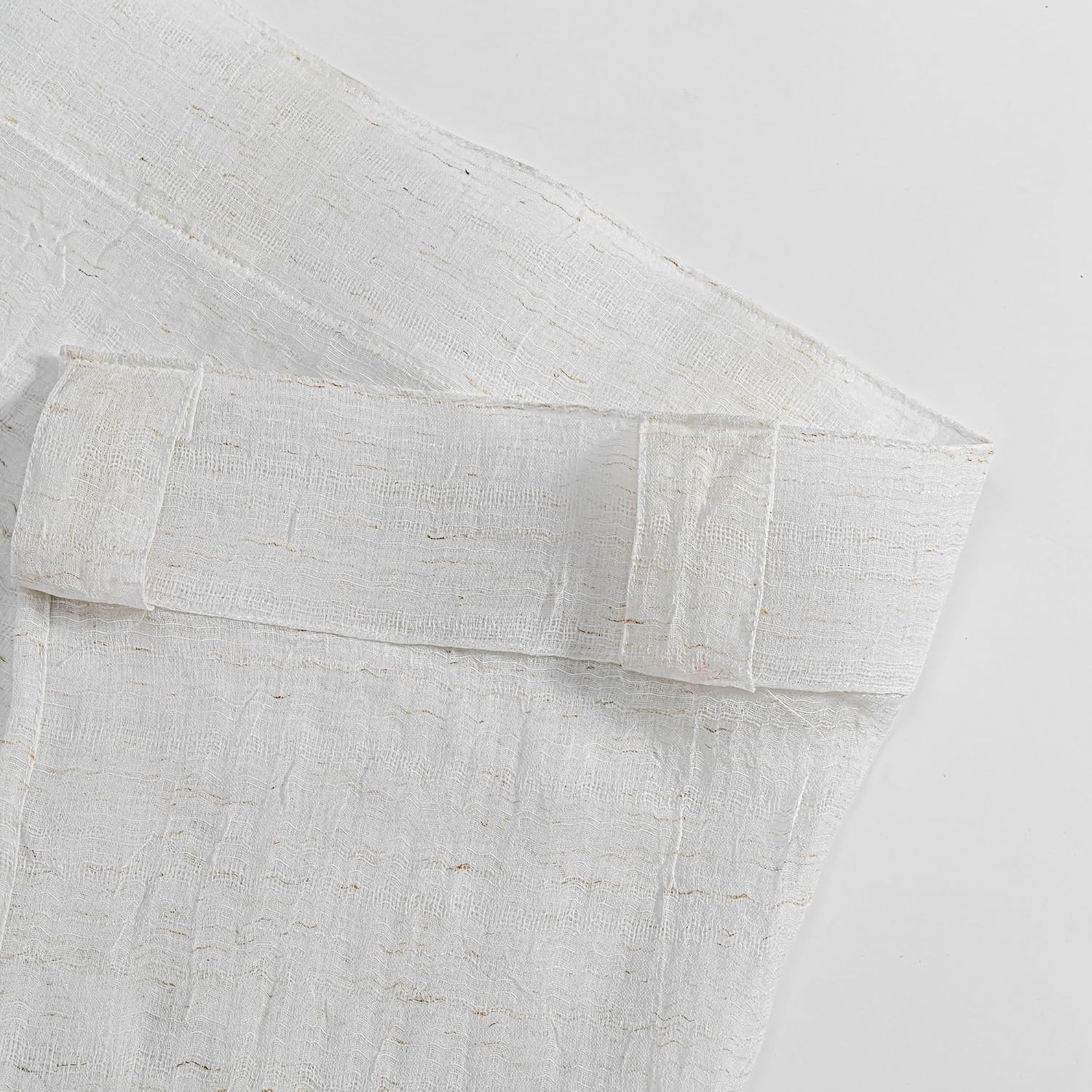 Thumbnail 5 de MYSKY HOME Kurz-Gardinen Set (2er) Boho-Leinenoptik halbtransparent, Beige – H 160 x B 140 cm