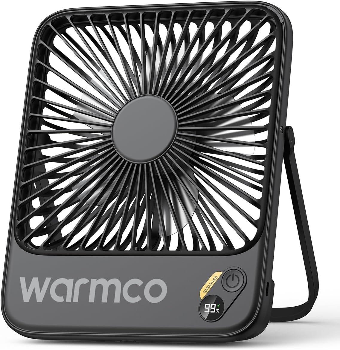 Detalle de Warmco 10000mAh Portable Travel Fan (7-inch) with Digital Display and USB-C Rechargeable Power