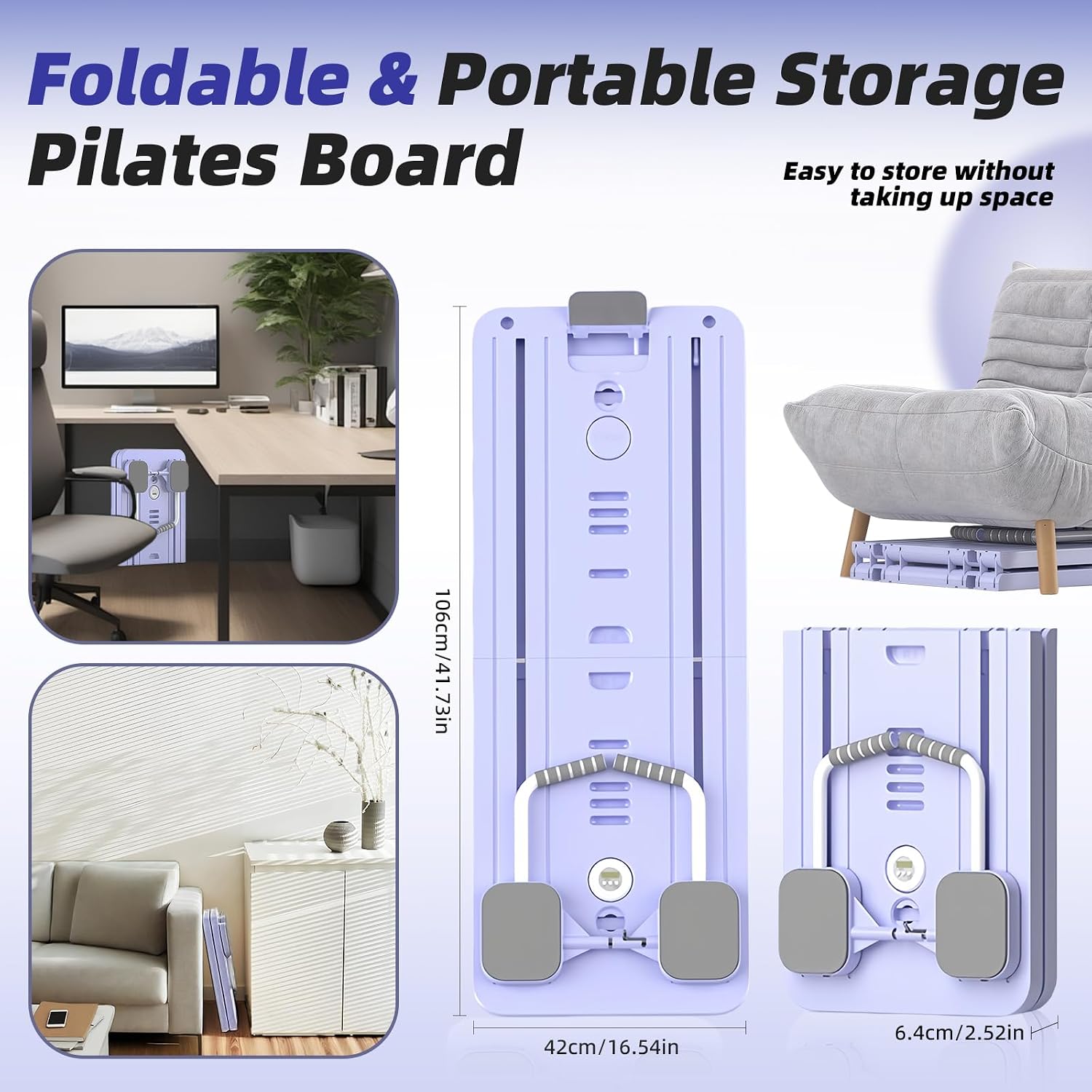Detalle de Pilates Reformer pieghevole multiuso per casa – Tavola Fitness con rimbalzo automatico e binario silenzioso