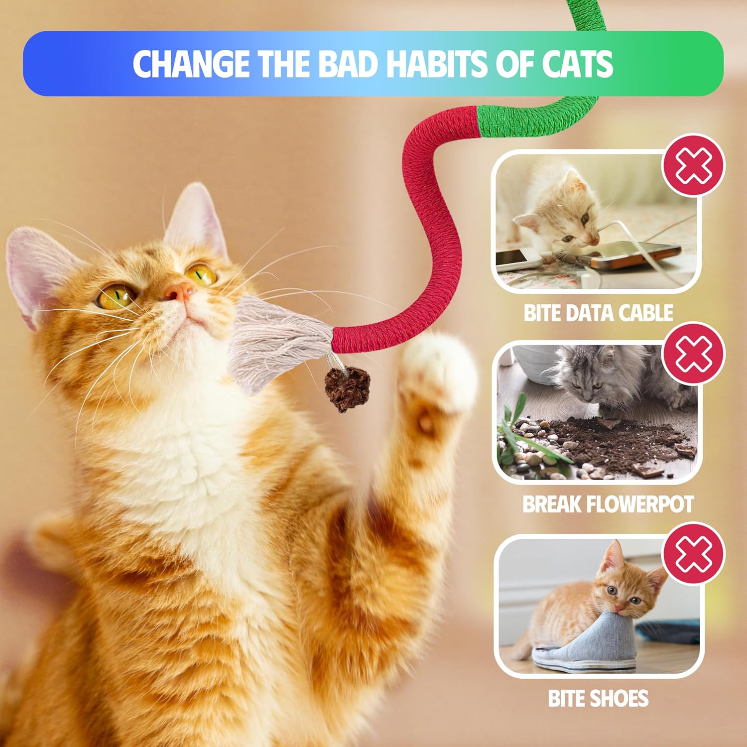 Detalle 2 de GBSYU GBSYU Cat Chew Toys, Silvervine Sticks and Sisal-Cotton Ropes
