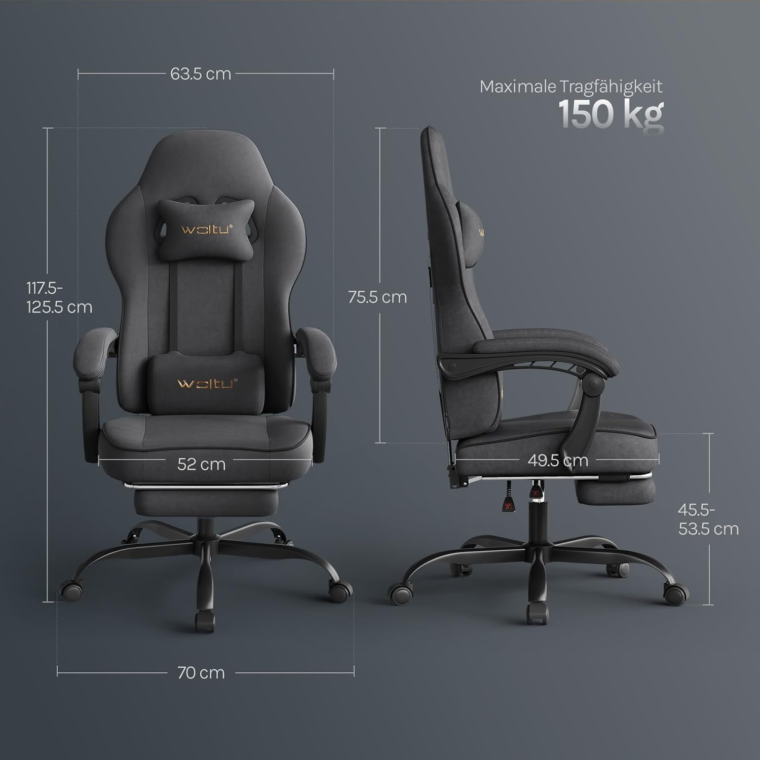 Thumbnail 2 de WOLTU Gaming Stuhl Stoff ergonomisch mit Fußstütze