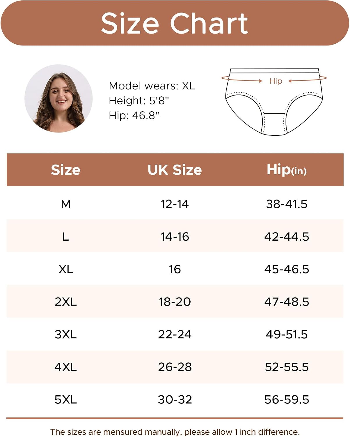 Thumbnail 5 de INNERSY Women’s Maxi Briefs Cotton Underwear – High Waisted Knickers, Plus Size (Pack of 5)