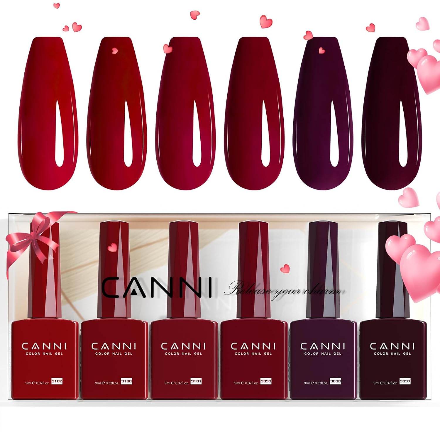Detalle de CANNI 6 Colors Gel Polish Deep Cherry Red