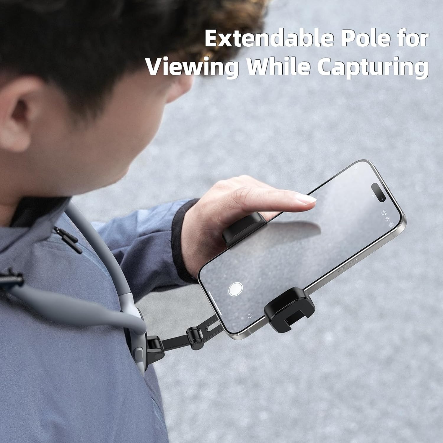 Thumbnail 4 de TELESIN Supporto da collo per telefono con clip e cinturino pettorale per selfie e video su iPhone e Samsung