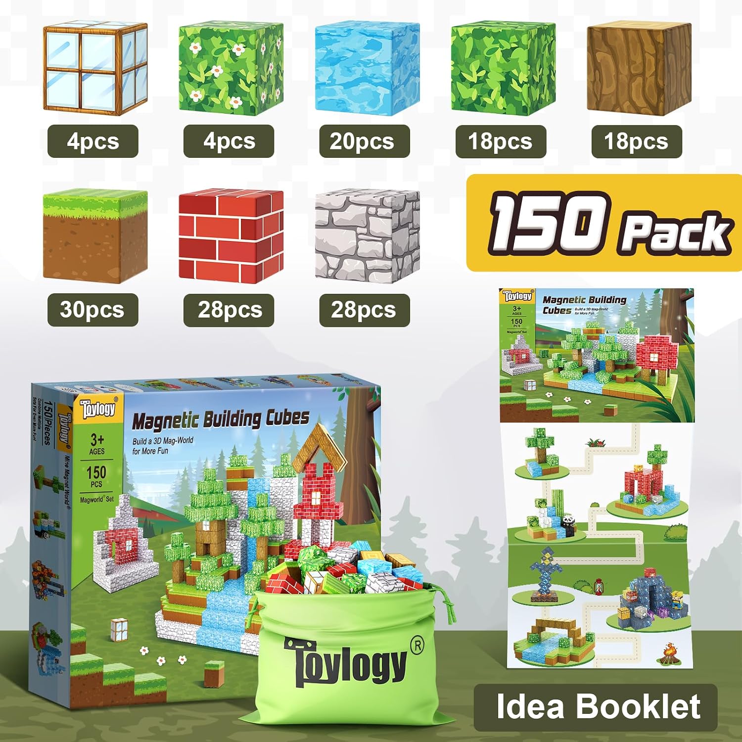 Detalle 2 de 150PCS Magnetic Blocks Build Mine Magnet World Toys