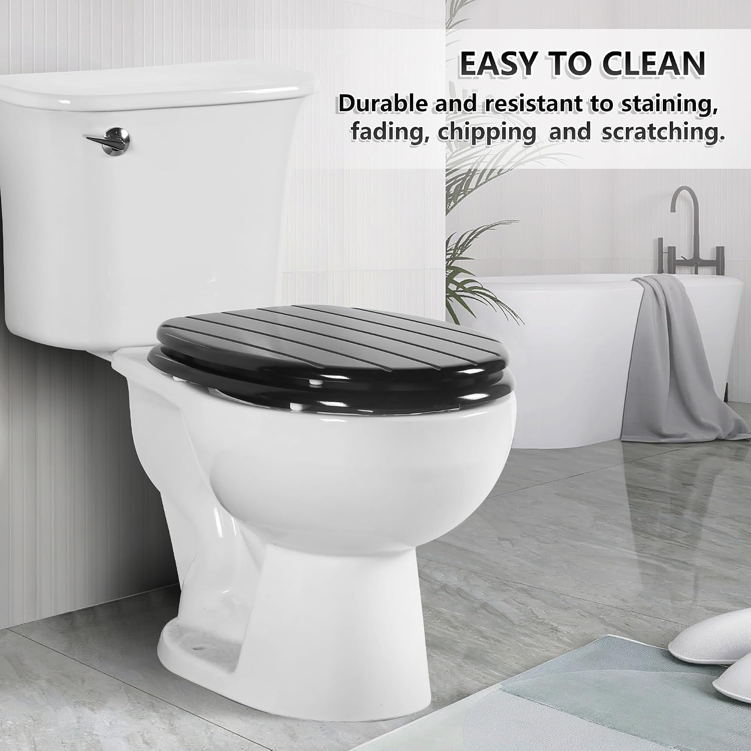 Thumbnail 4 de Angel Shield Black Wooden Toilet Seat