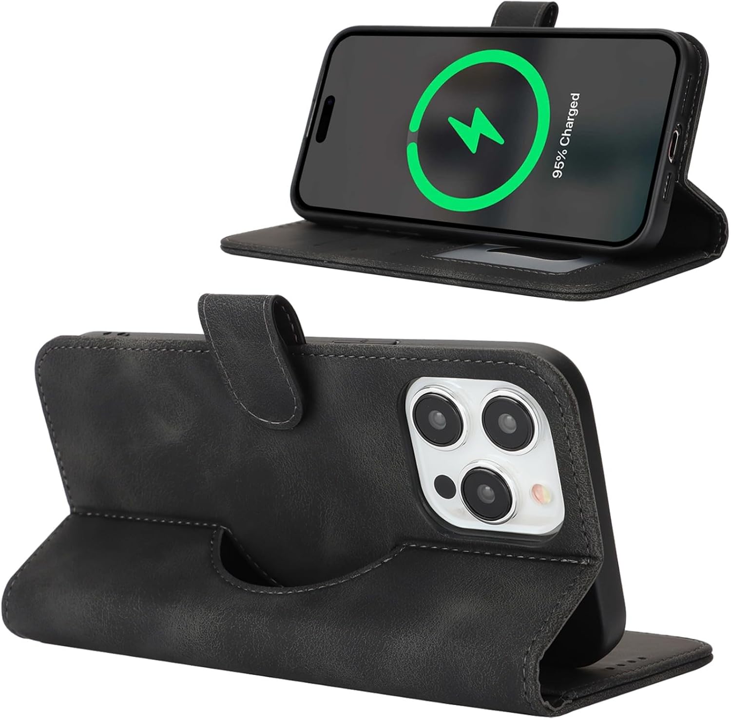 Detalle 2 de Zouzt Case for iPhone 14 Pro Max (6.7") with MagSafe Wallet and Kickstand – Vintage Black
