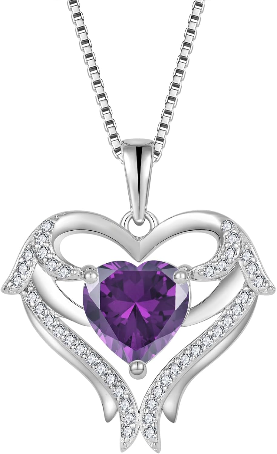 Thumbnail 6 de FJ Herz Engelsflügel Halskette für Damen aus 925 Sterling Silber mit Geburtsstein