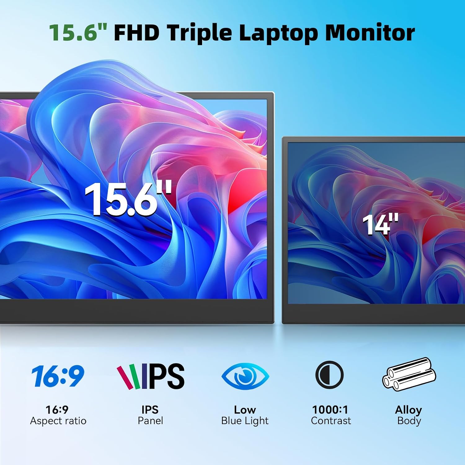 Thumbnail 2 de DZVW P8 15.6-Inch Laptop Screen Extender, FHD 1080p IPS, Matte Display