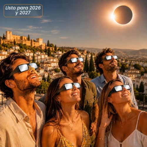Detalle de Keyaluo gafas eclipse solar homologadas con 3 lentes de plástico duradero