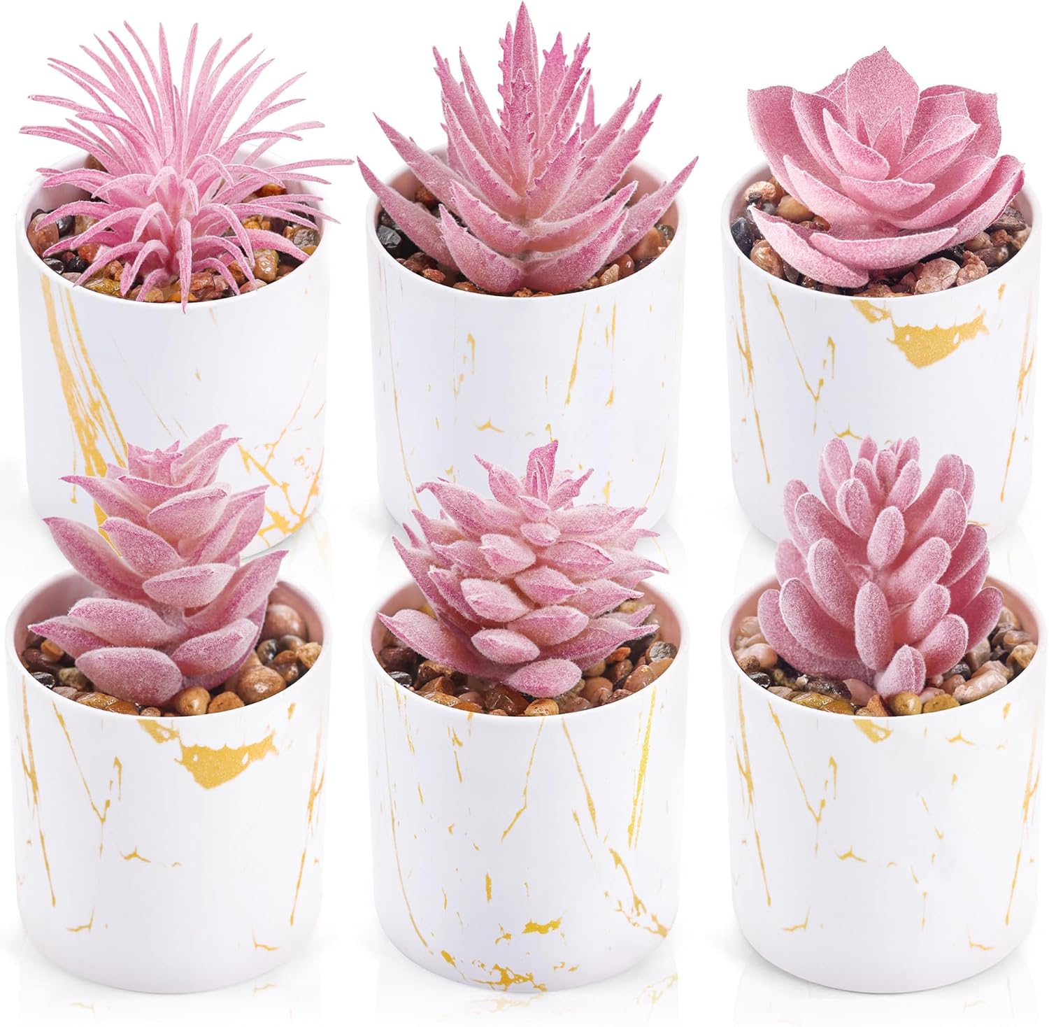 Detalle de BTSD-home 6 Pack Pink Mini Succulent Plants – Fake Office & Home Decor