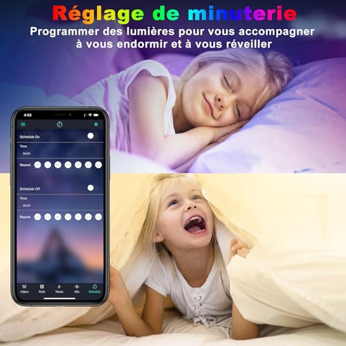 Detalle de Tenmiro Ruban Led 30m – Bande LED autocollante multicolore, contrôle APP et télécommande 44 touches