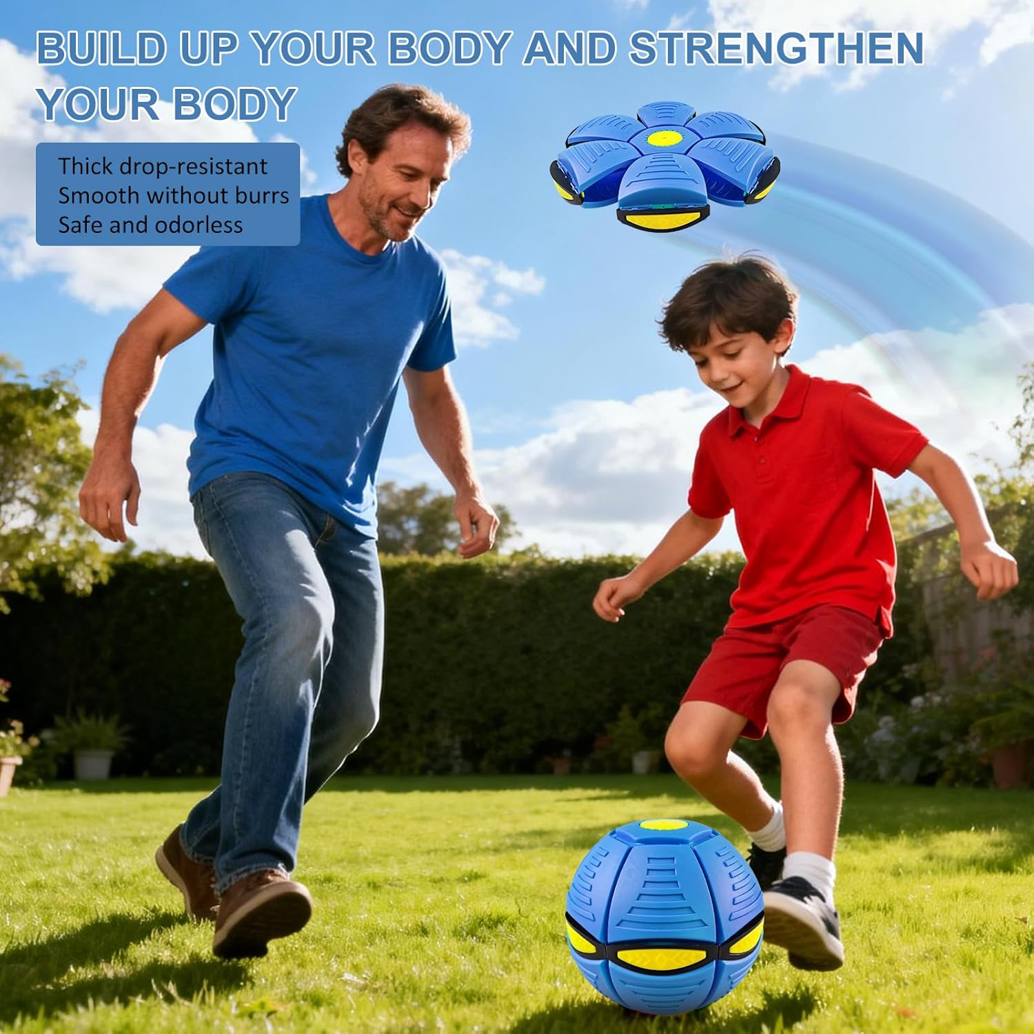 Thumbnail 3 de Kikkavo Magic Bouncing Ball 6-Light Dual Form (Blue) – Pop-Up Flying Saucer Metaball Transforming Design