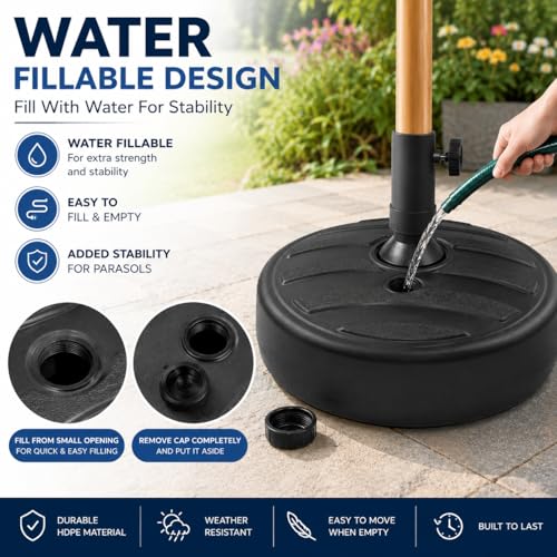 Thumbnail 2 de SHATCHI 13 Litre Fillable Parasol Base Stand for 35-48 mm Garden Umbrella Poles