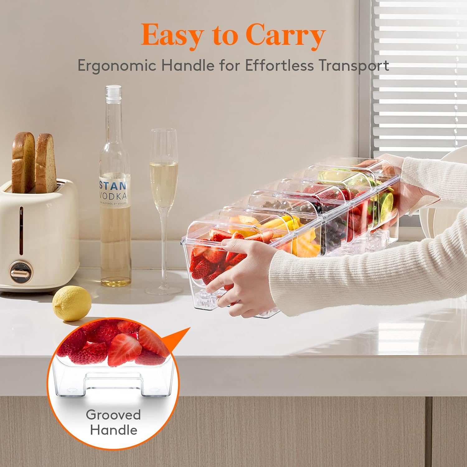 Thumbnail 6 de Lifewit Ice Chilled Condiment Caddy with 5x20 oz Containers