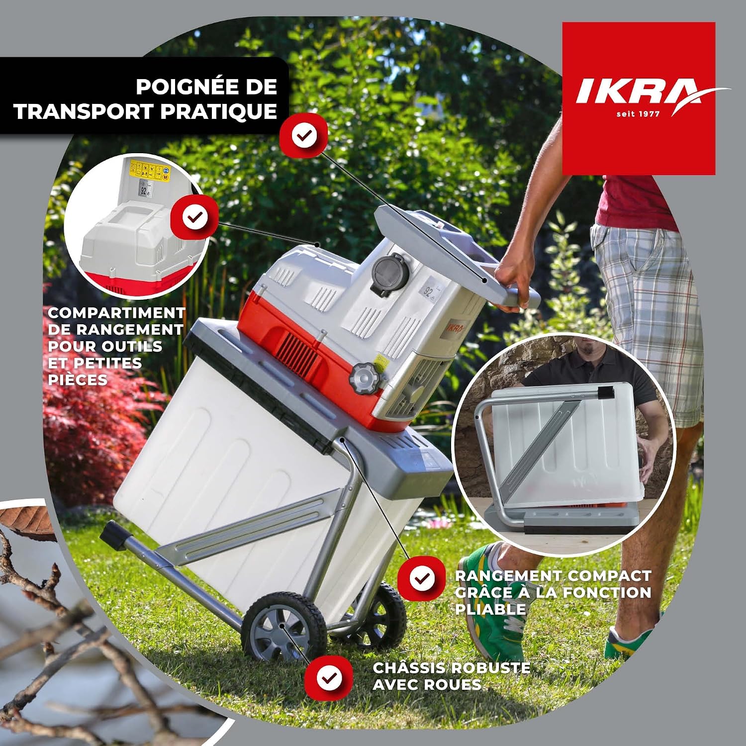 Detalle de Ikra ILH 3000A – Broyeur silencieux électrique 3000W, alimentation automatique