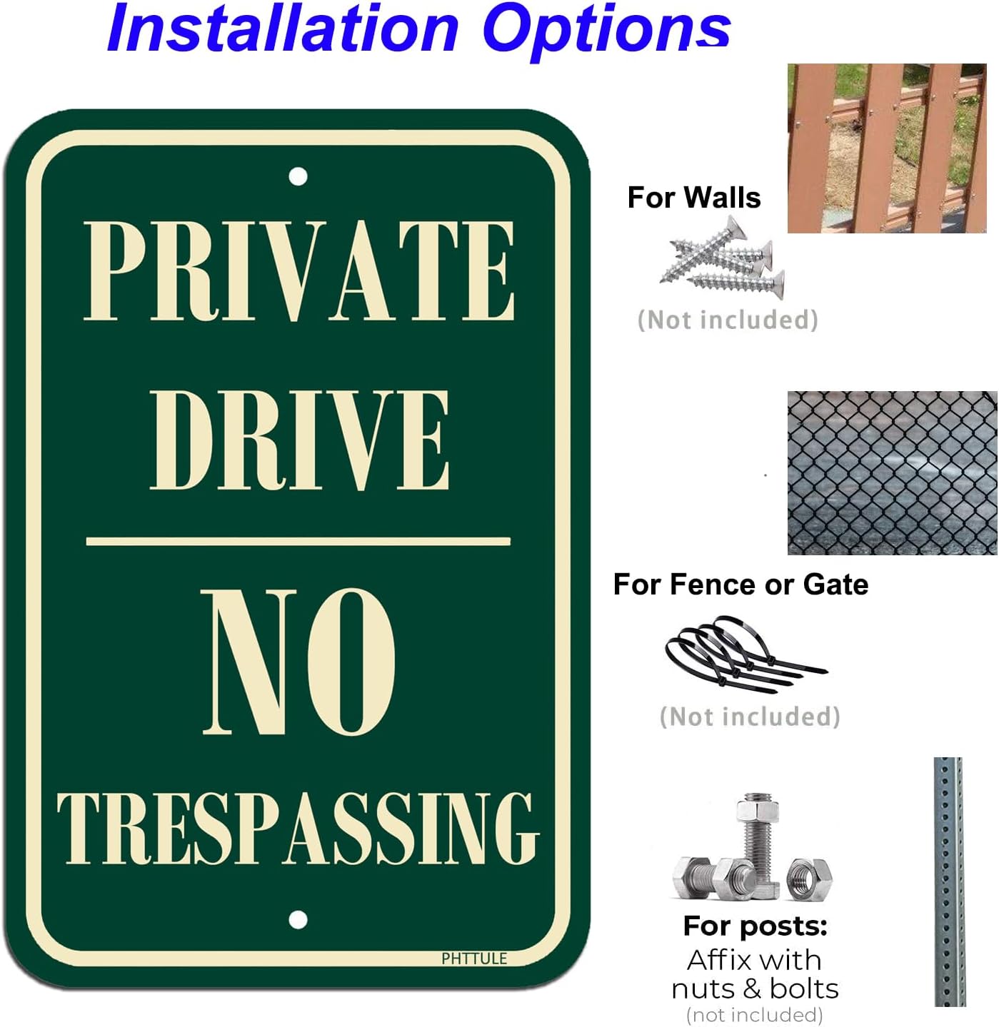 Detalle 1 de PHTTULE Private Drive Sign, 12 x 18 Inches