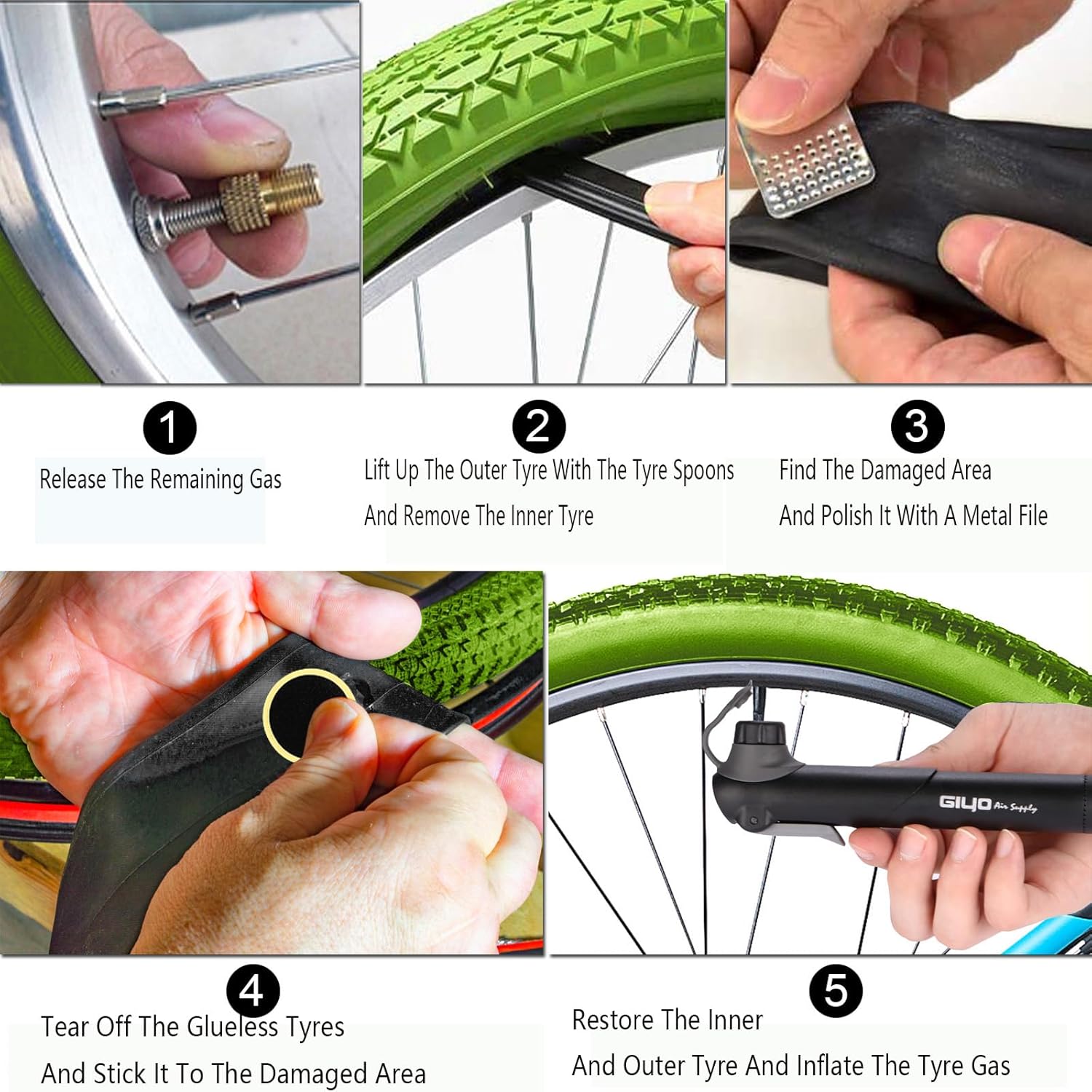 Detalle 2 de Waterproof Saddle Bag Bike Repair Tool Kit with 16-in-1 Multi Tool, Tyre Spoons & Glueless Pads