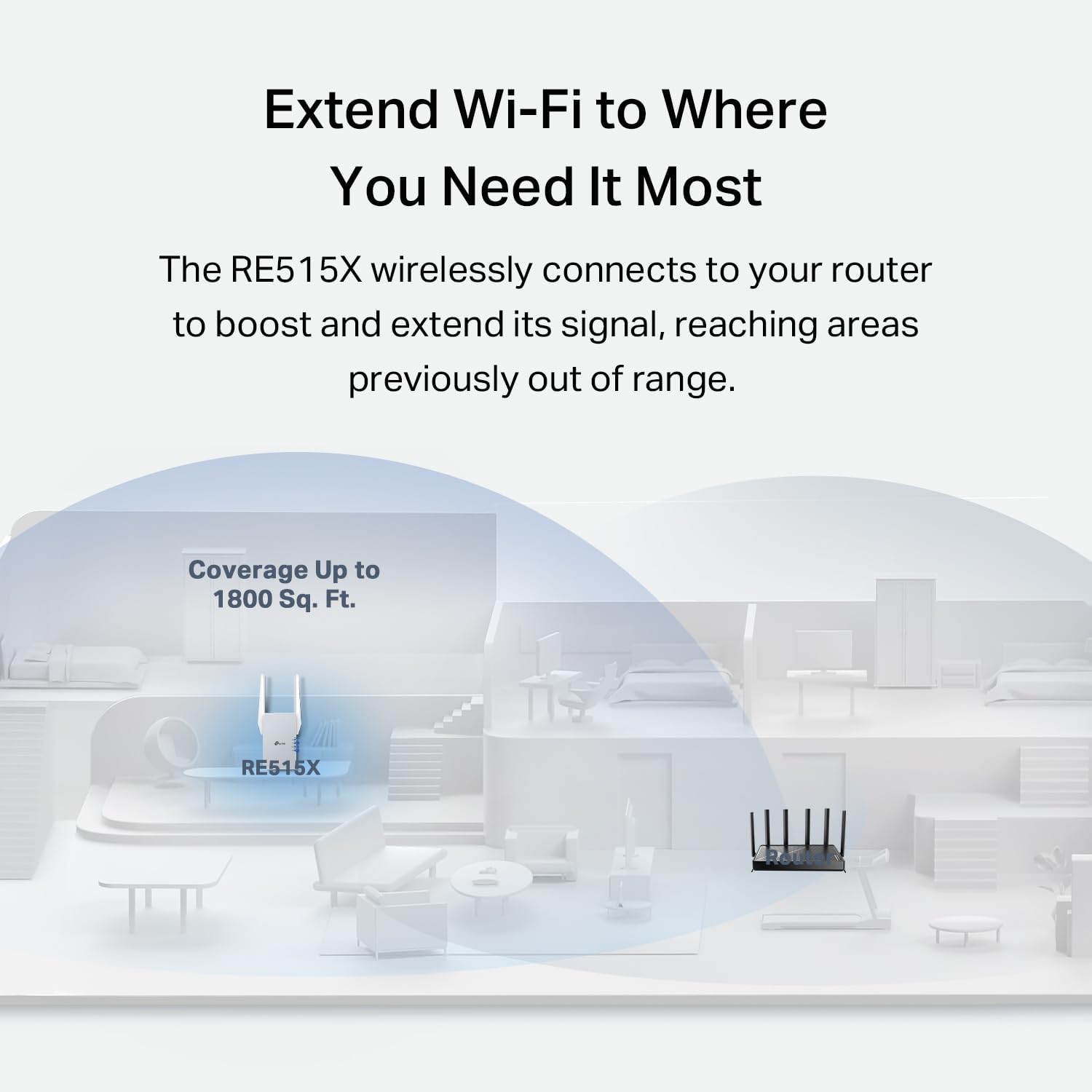 Detalle de TP-Link WiFi 6 range extender RE515X