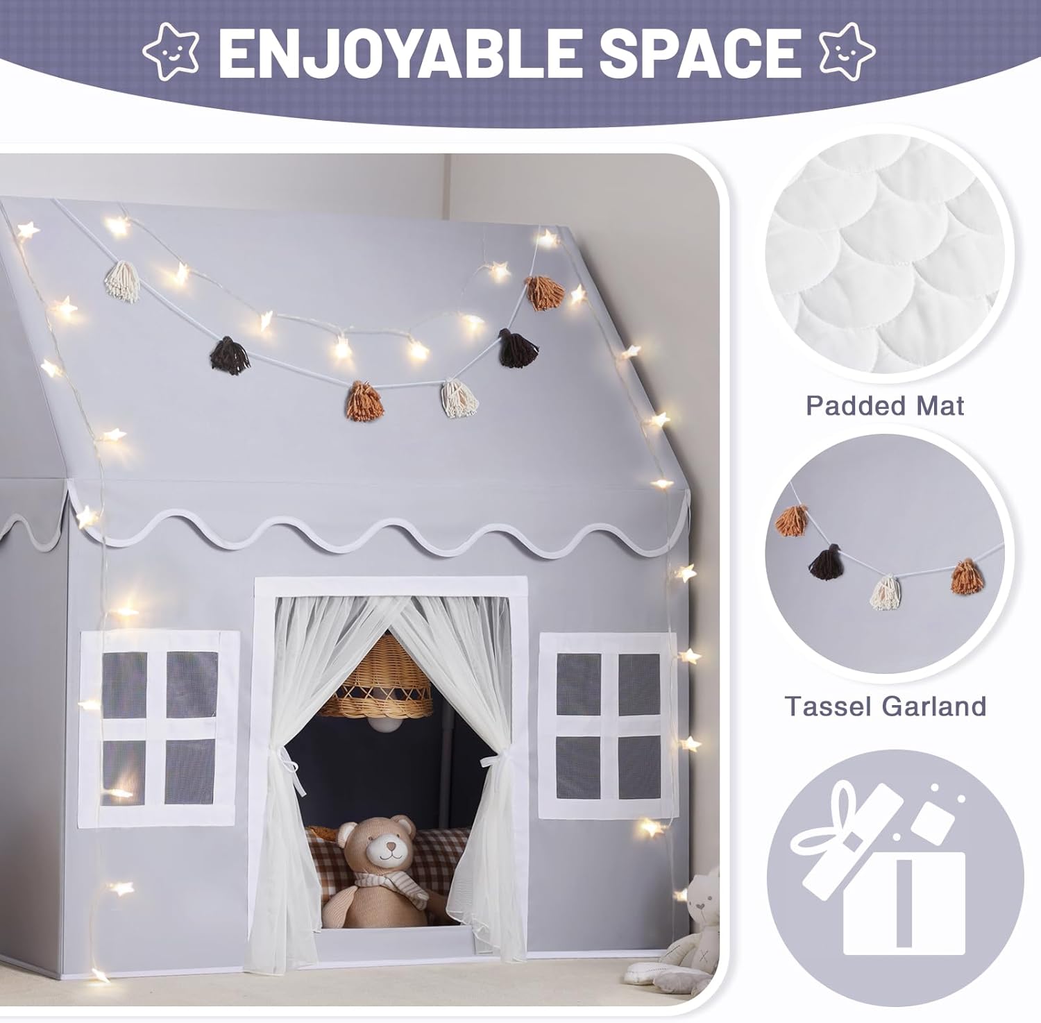Detalle de Wilwolfer Tienda de campaña infantil Tipi para interiores y exteriores