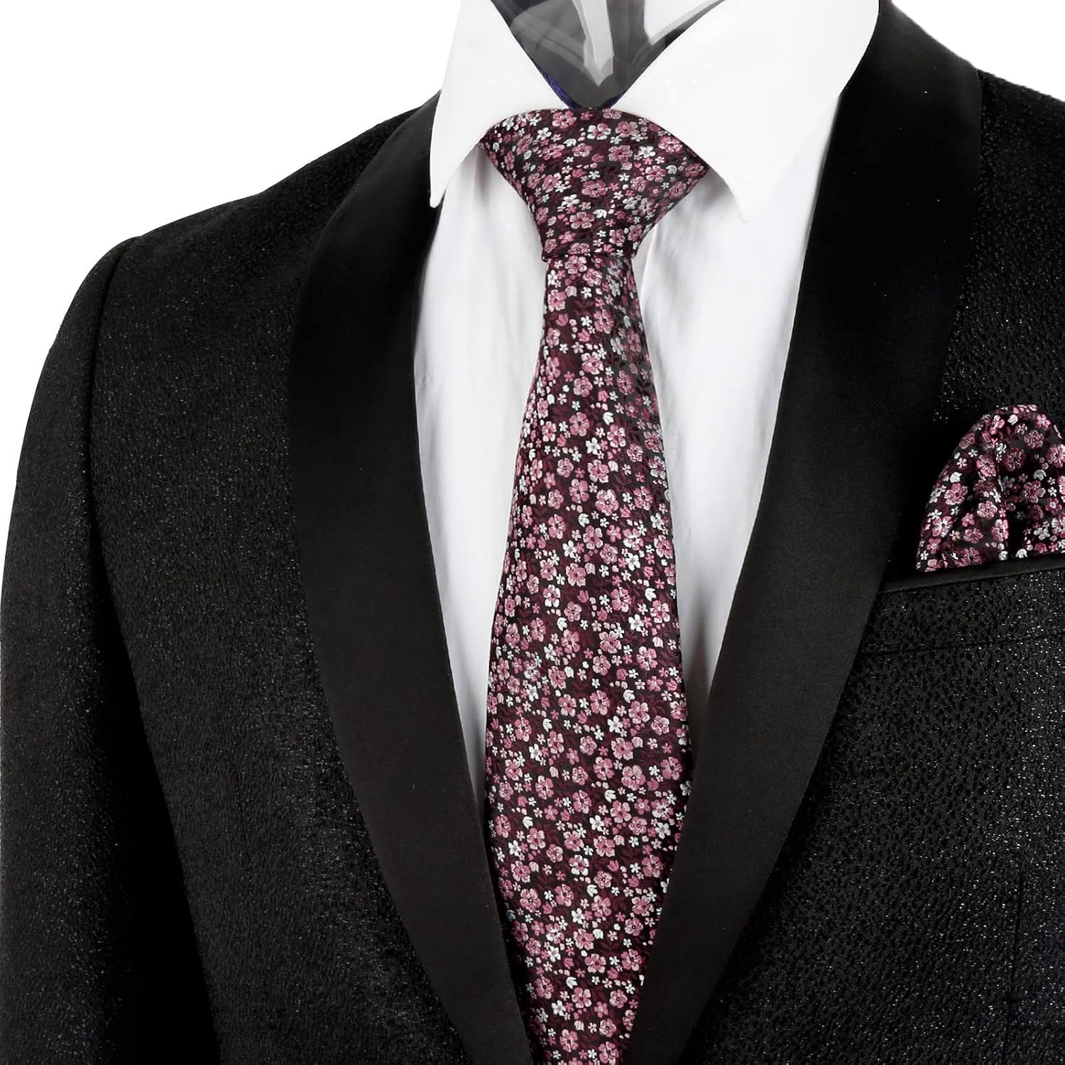 Thumbnail 4 de Alizeal Floral Patterned Wedding Tie with Pocket Square Set (8cm) – Colourful Classic