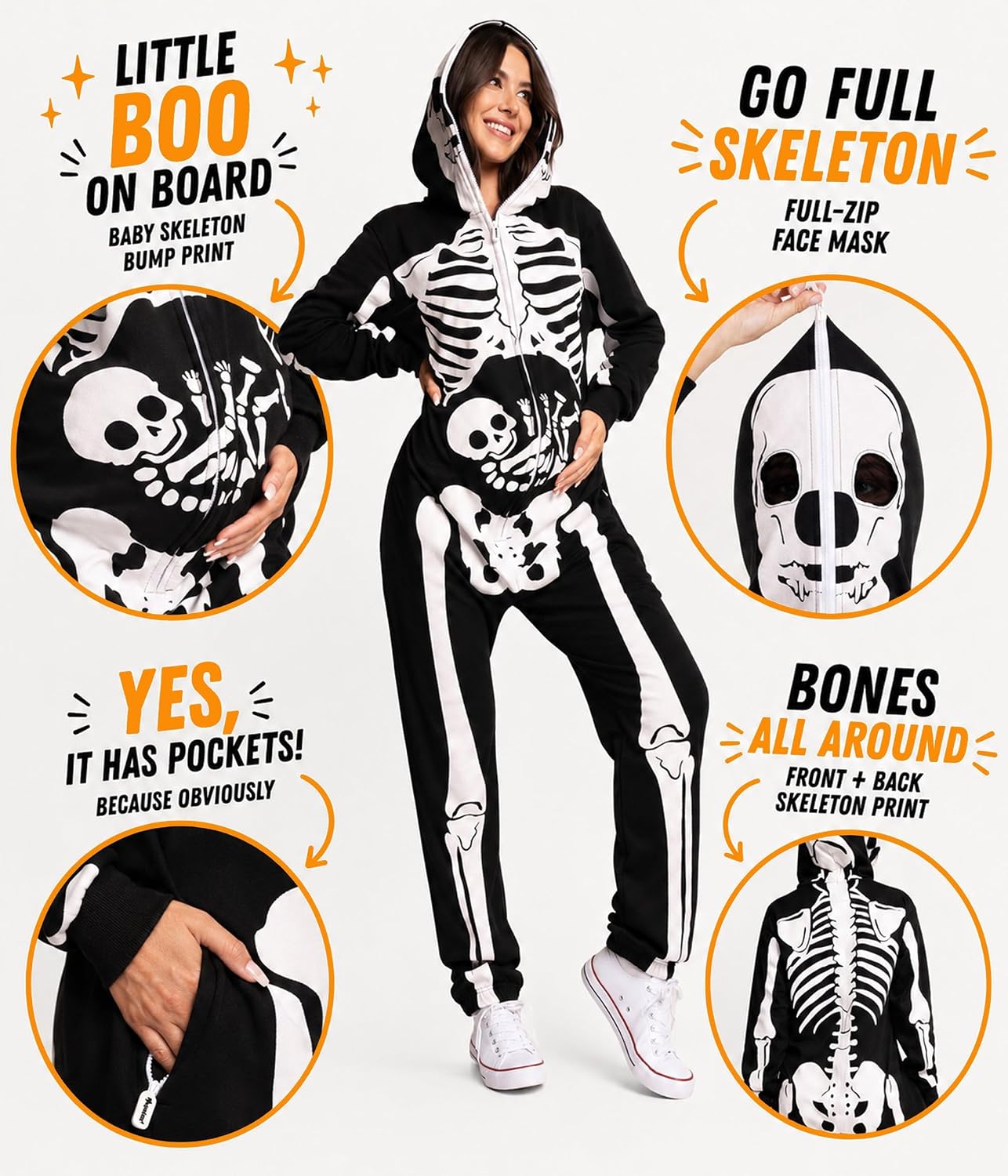Detalle de Tipsy Elves Skeleton Halloween Jumpsuit