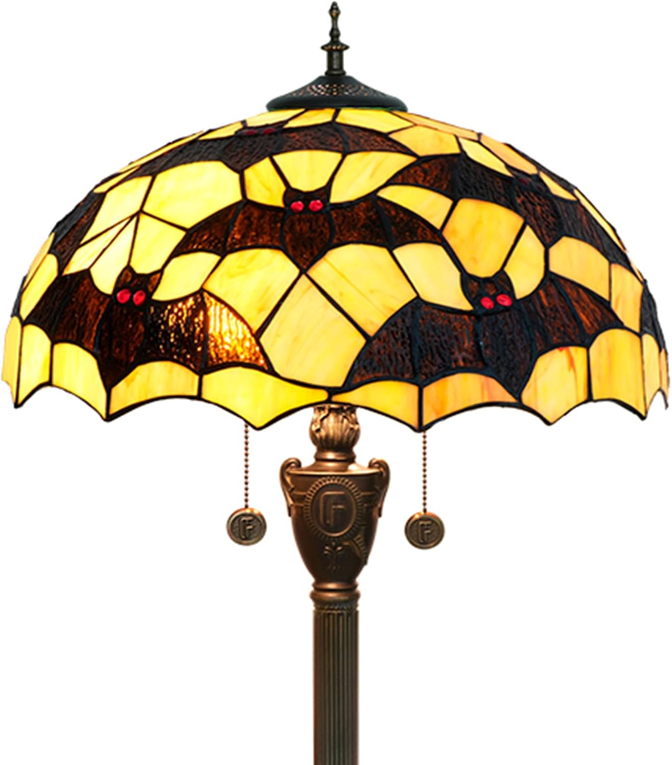 Detalle de NUODITOS Tiffany Black Bats Floor Lamp — Vintage Stained Glass, Bright Yet Gentle Illumination