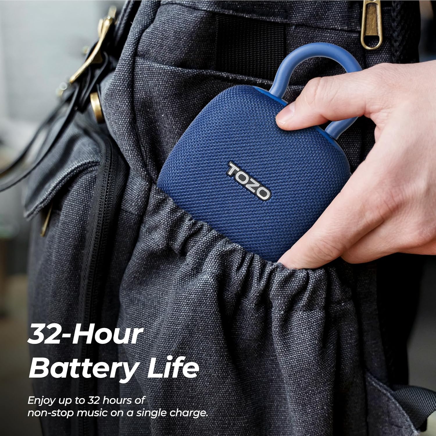 Thumbnail 3 de TOZO PE1 Mini Bluetooth-Lautsprecher – IPX8, 32 Std., Karabiner, Blau