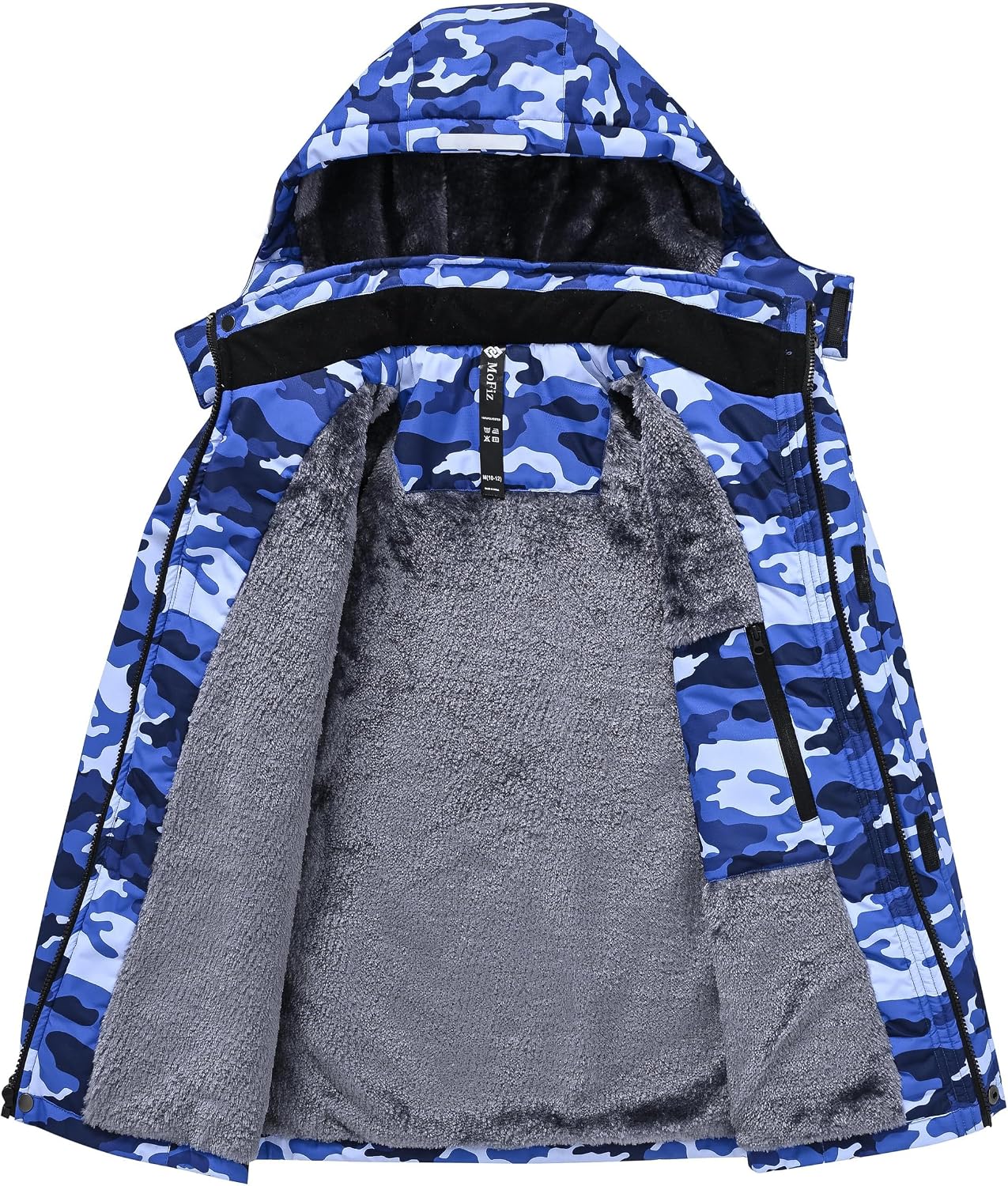 Detalle de MoFiz Boys’ Snowboarding Jacket, Windproof Waterproof Fleece Hood, Kids’ Winter Coat