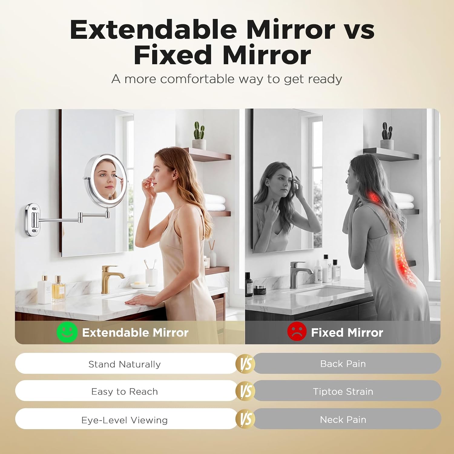 Thumbnail 1 de tubbede Wall-Mounted Makeup Mirror, 8-Inch, 1X/30X LED, Rechargeable 4000mAh