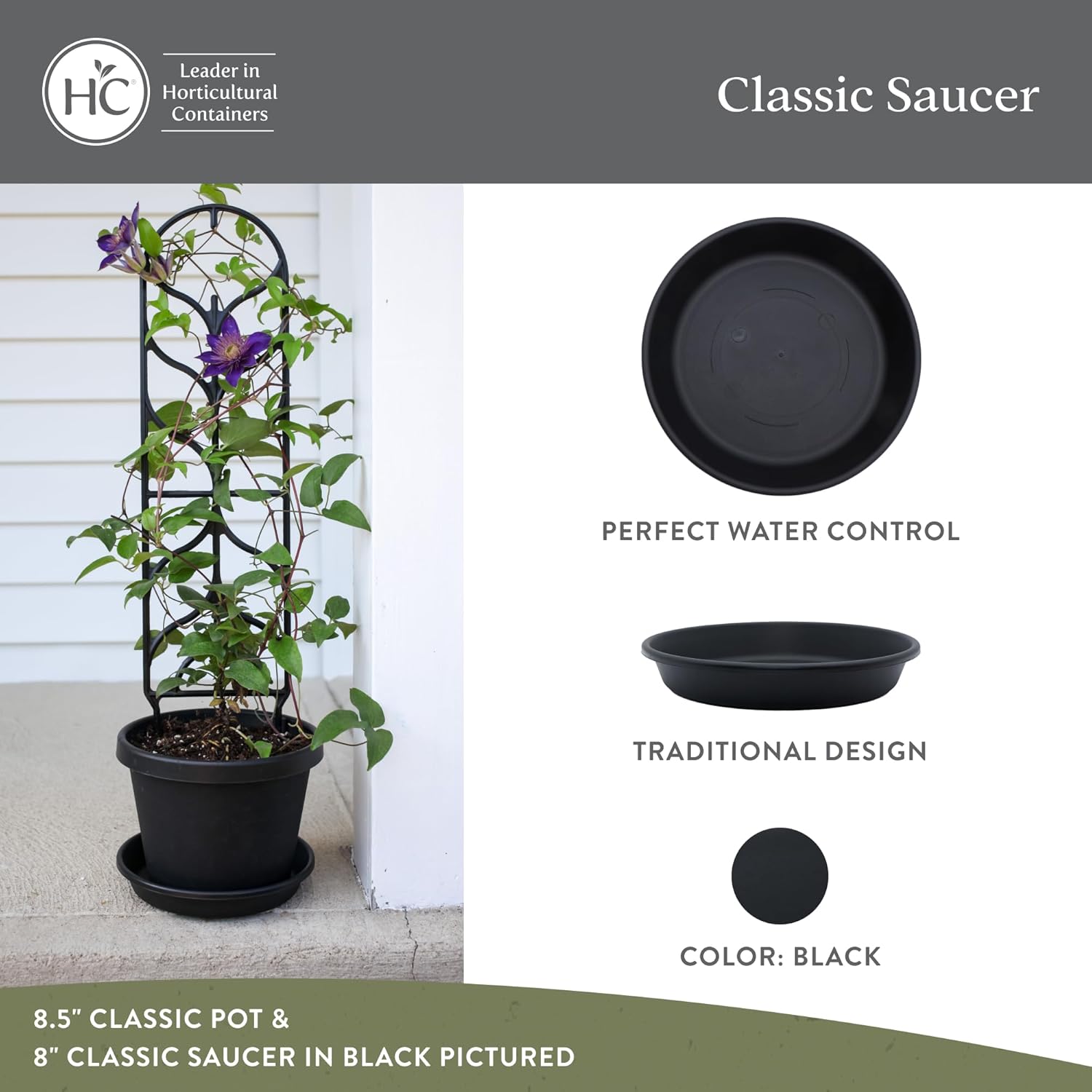 Thumbnail 1 de The HC Companies Flower Pot Saucers: 16-inch Black Plastic Plant Drip Tray for Indoor/Outdoor Use