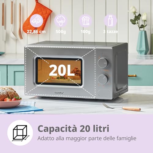 Detalle de COMFEE' Forno a Microonde Grigio 20 L · 700 W, 5 livelli e Scongelamento Rapido – CM-M202CC(GR)