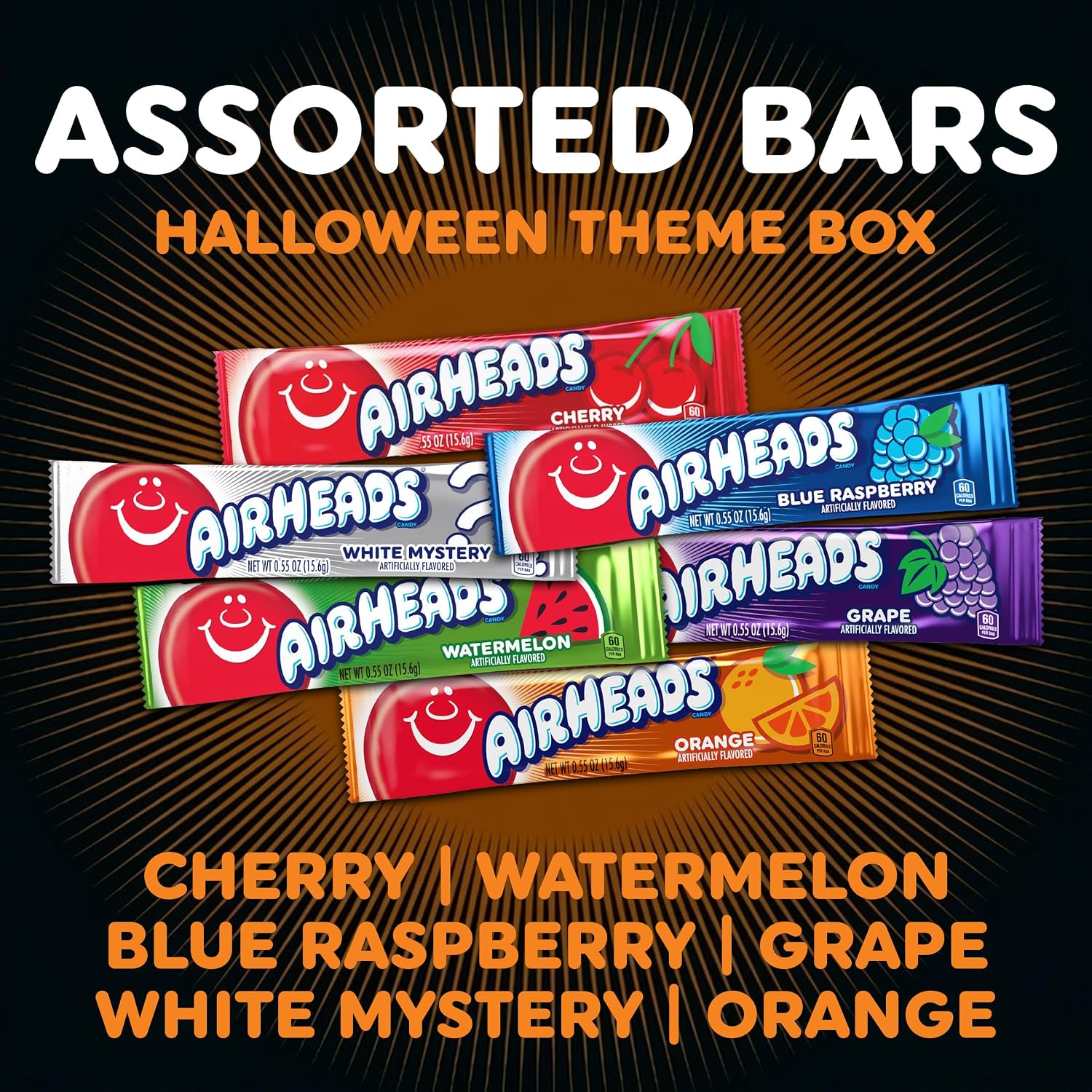 Detalle 1 de Airheads Full-Size Candy Bars, Halloween Variety Pack, 90 Count