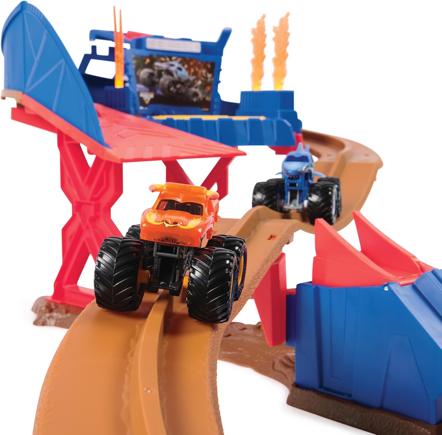 Thumbnail 5 de Monster Jam Set Supercharge Speedway con Megalodon e El Toro Loco 1:64 – Pista illuminata e mezzi die-cast
